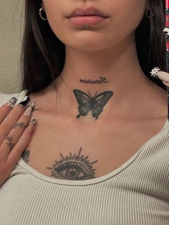 Butterfly Front Neck Tattoo Tattoo Design