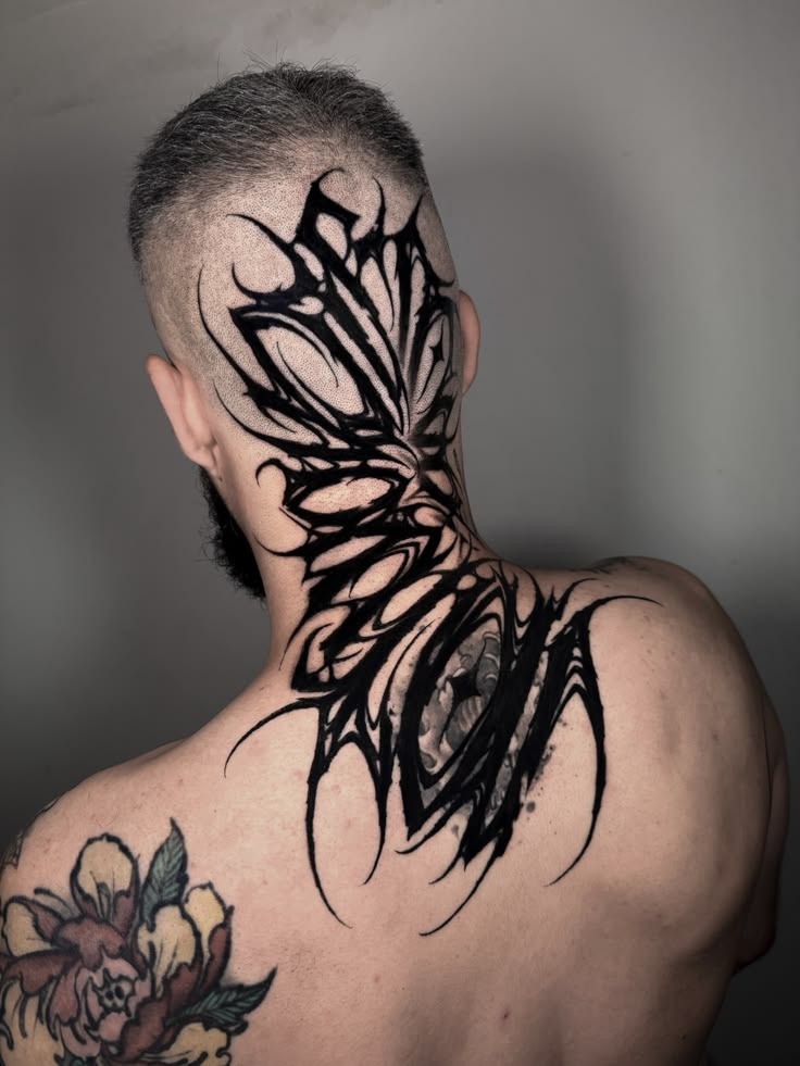 Dramatic Cybersigilism Back-Neck Tattoo Tattoo Design
