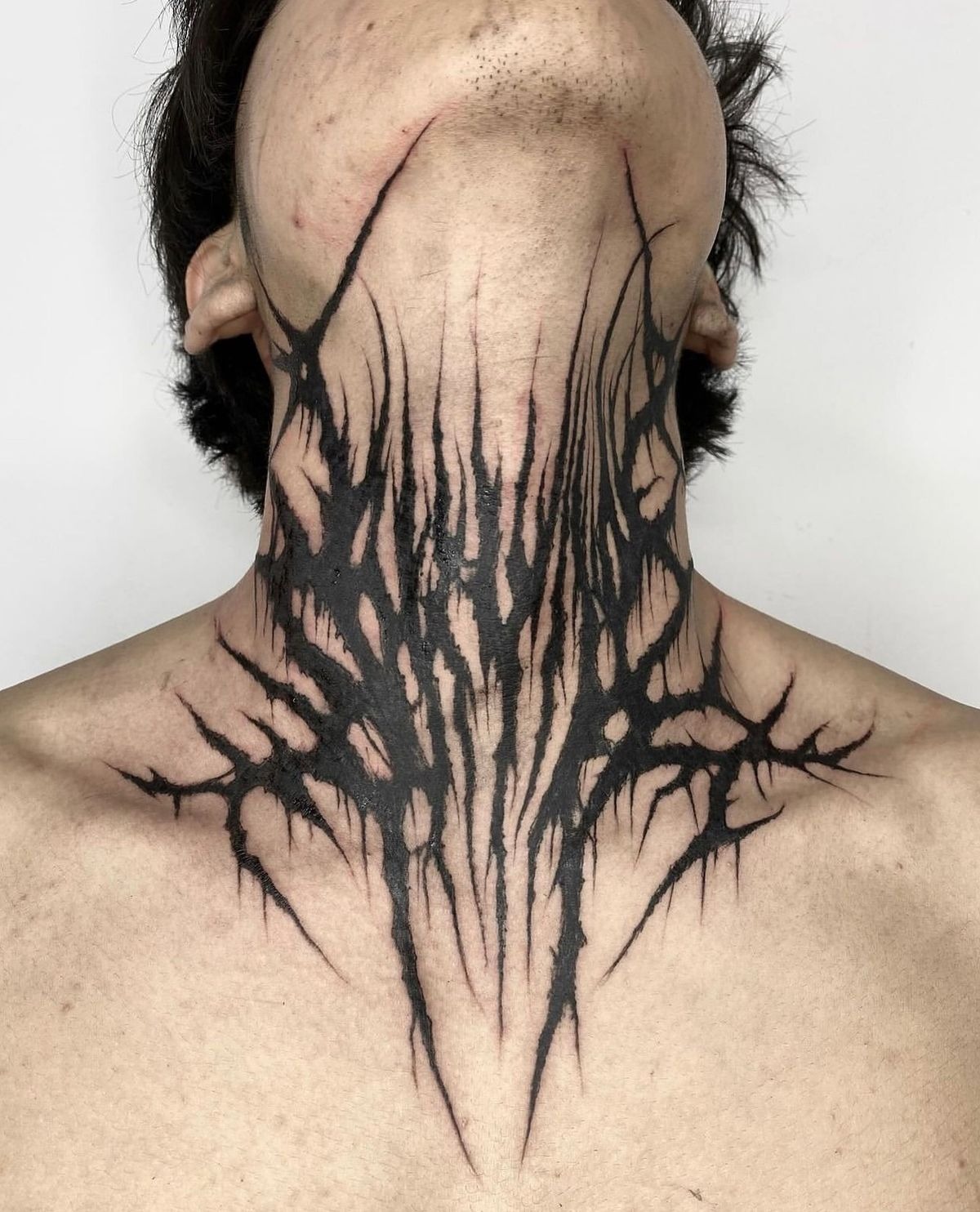 Full Front Cybersigilism Neck Tattoo Tattoo Design