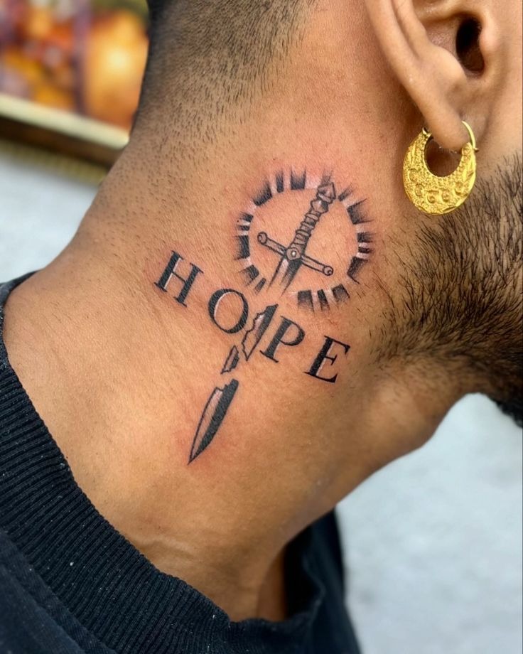 Hope and Dagger Neck Tattoo Tattoo Design
