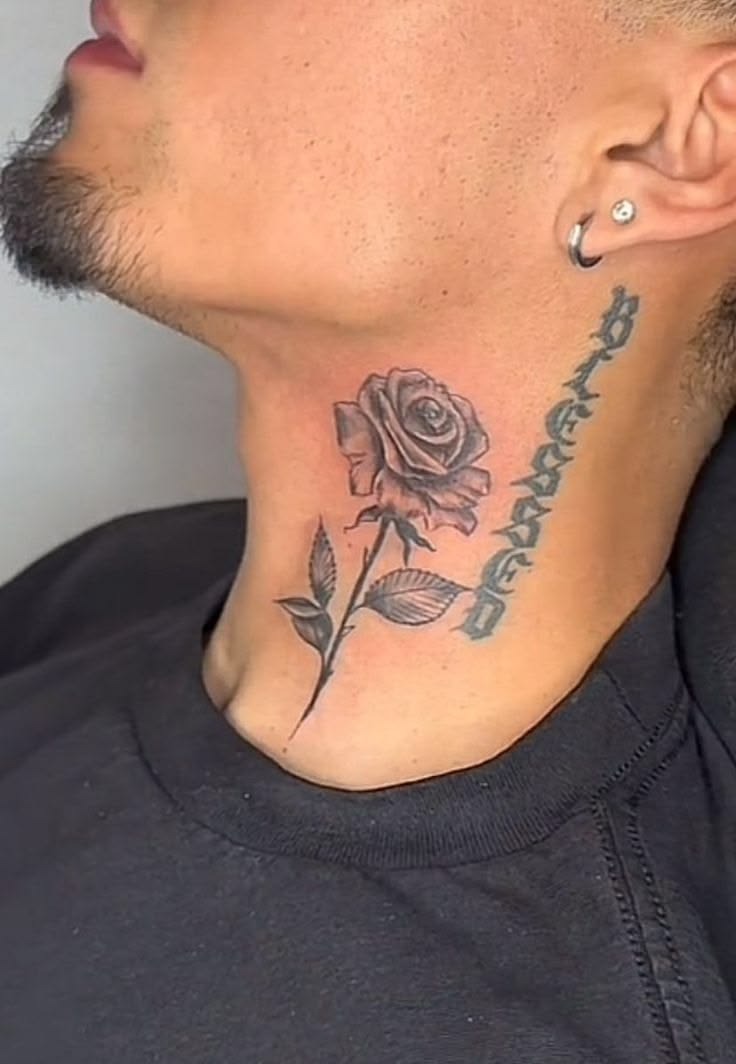 Rose and Snake Neck Tattoo Tattoo Design