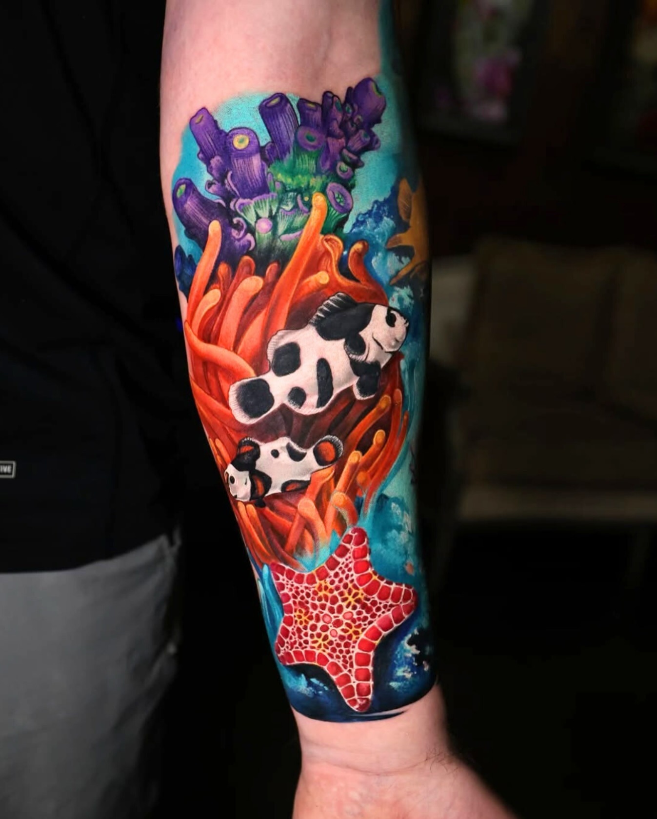 Clownfish and Starfish Ocean Tattoo Tattoo Design