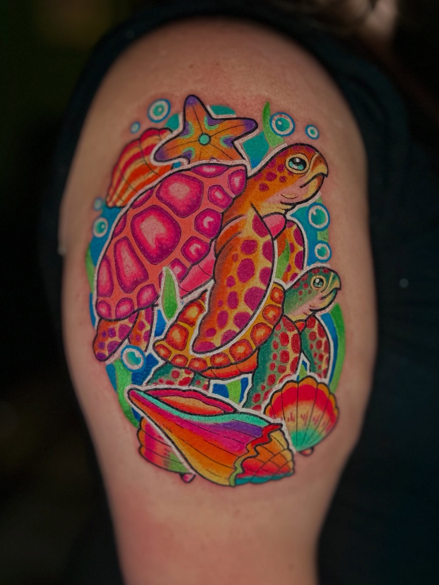Colorful Sea Turtle Tattoo Tattoo Design