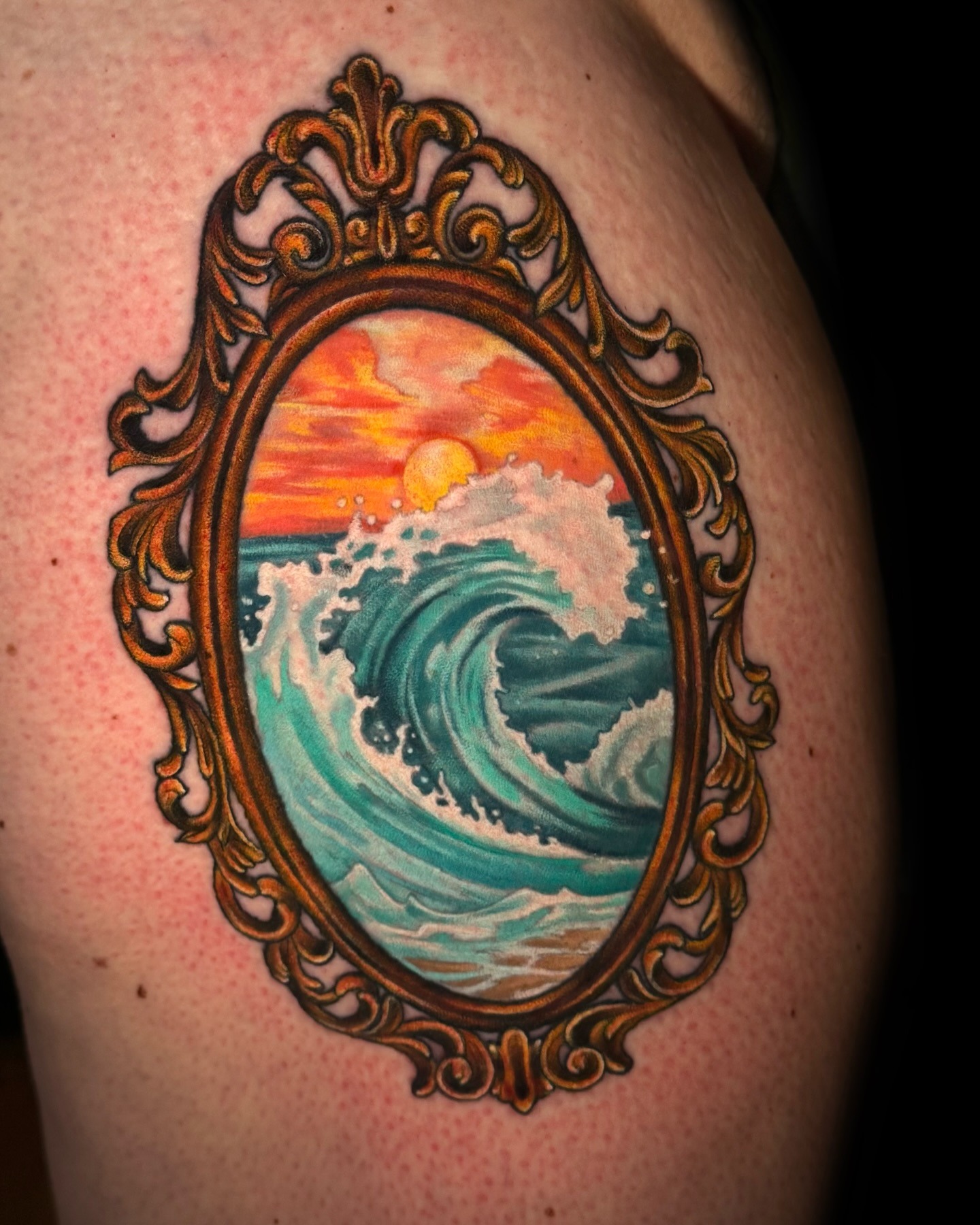Golden Frame Ocean Tattoo Tattoo Design