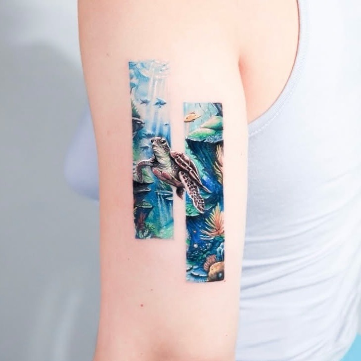 Minimalist Sea Turtle Ocean Tattoo Tattoo Design