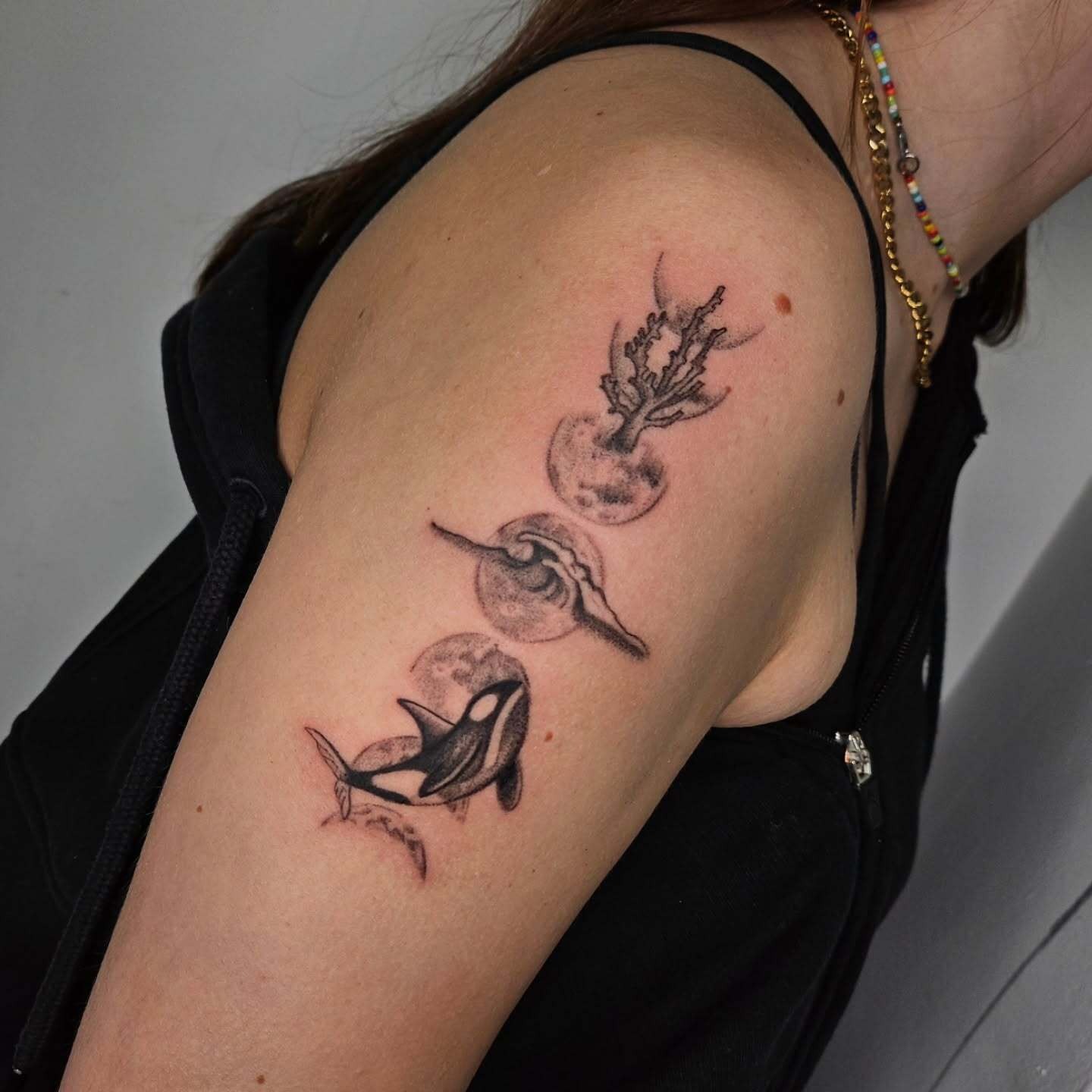 Orca and Ocean Elements Tattoo Tattoo Design