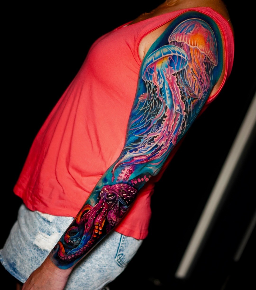 Vibrant Ocean Sleeve Tattoo Tattoo Design