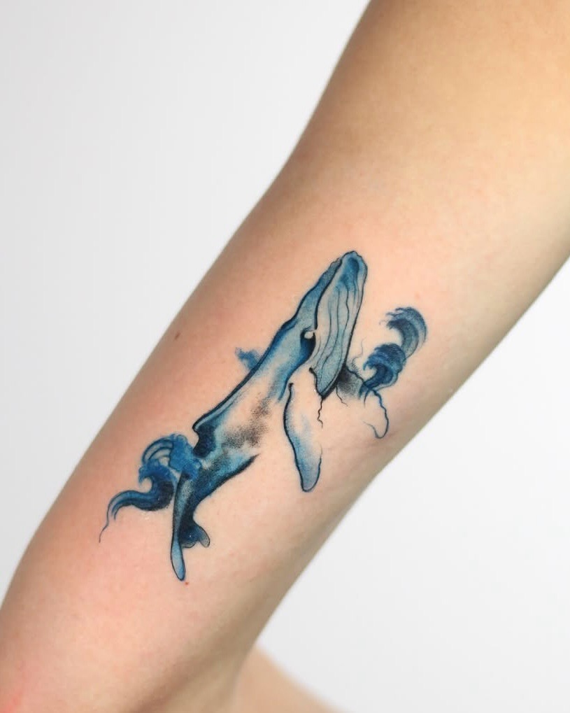 Watercolor Whale Tattoo Tattoo Design