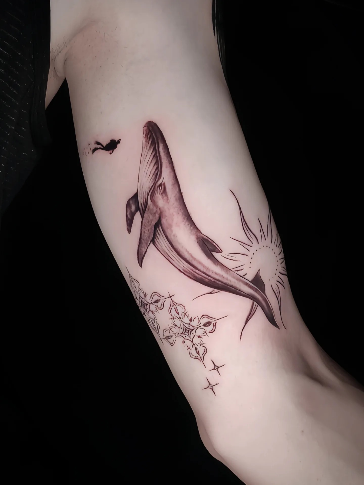 Whale and Diver Tattoo Tattoo Design