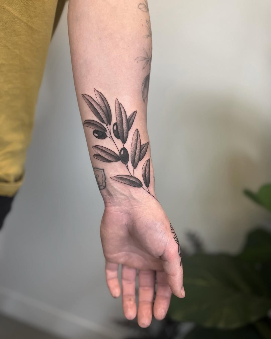 Elegant Black Olive Branch Tattoo Design Tattoo Design