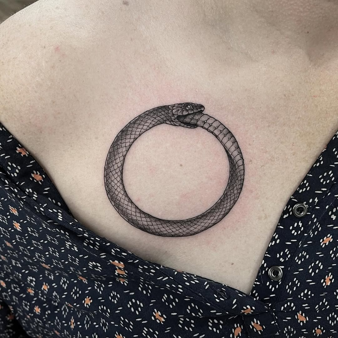 Elegant Ouroboros Tattoo Symbolizing Eternity Tattoo Design
