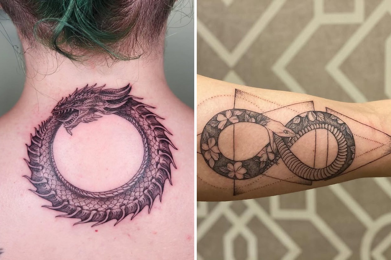 57+ Delicate Ouroboros Tattoo Ideas That Make a Bold Artistic Statement Featured Lookbook Collage