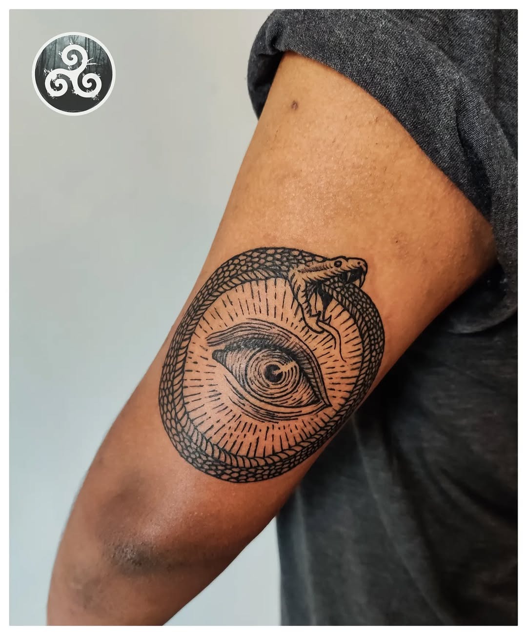 Intricate ouroboros tattoo with eye detail Tattoo Design