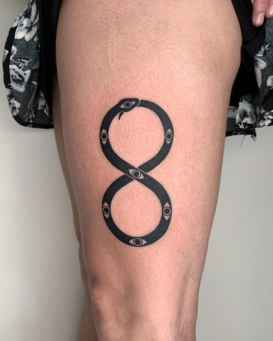 Unique ouroboros tattoo design with hidden eyes Tattoo Design