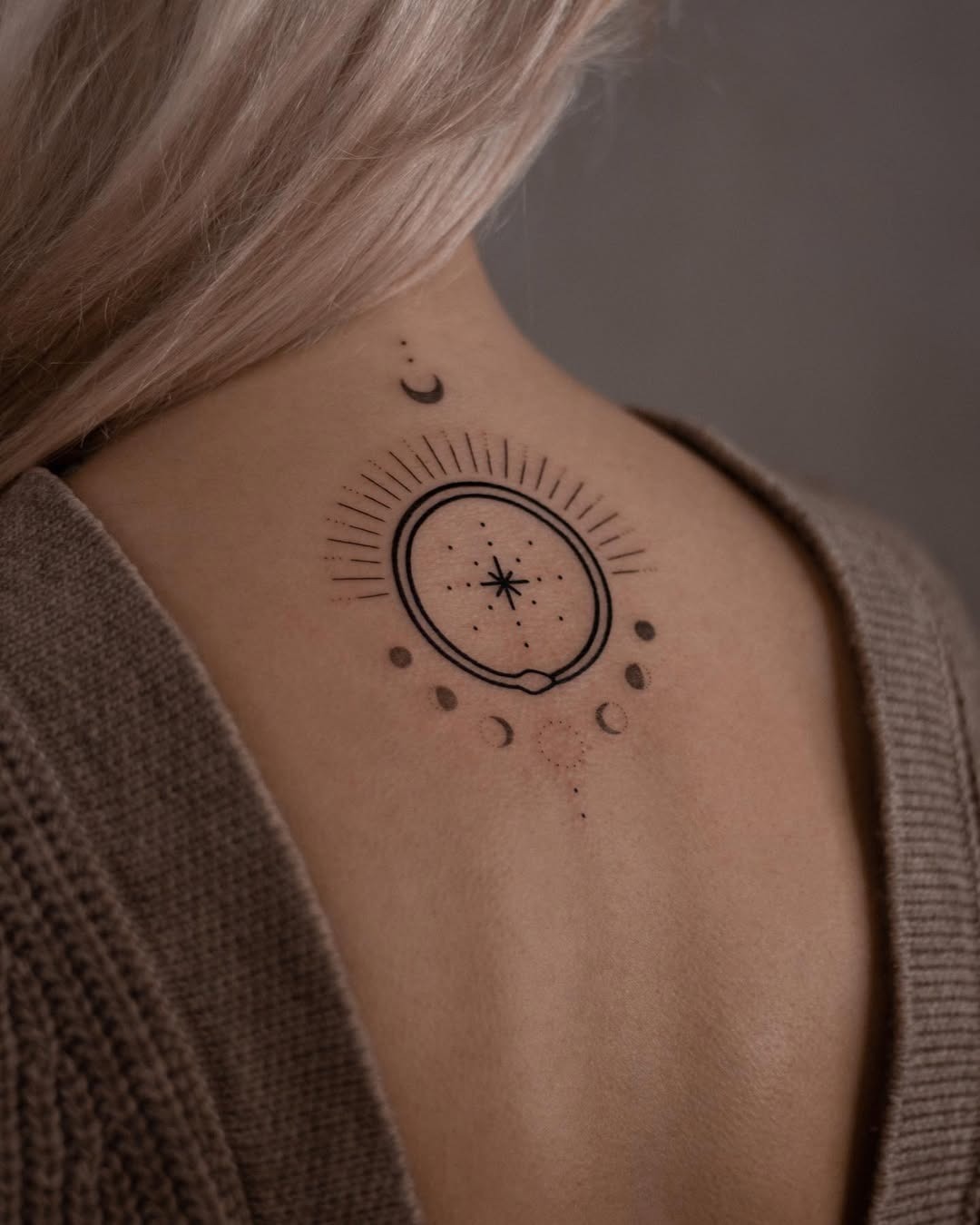 Unique ouroboros tattoo with celestial elements Tattoo Design
