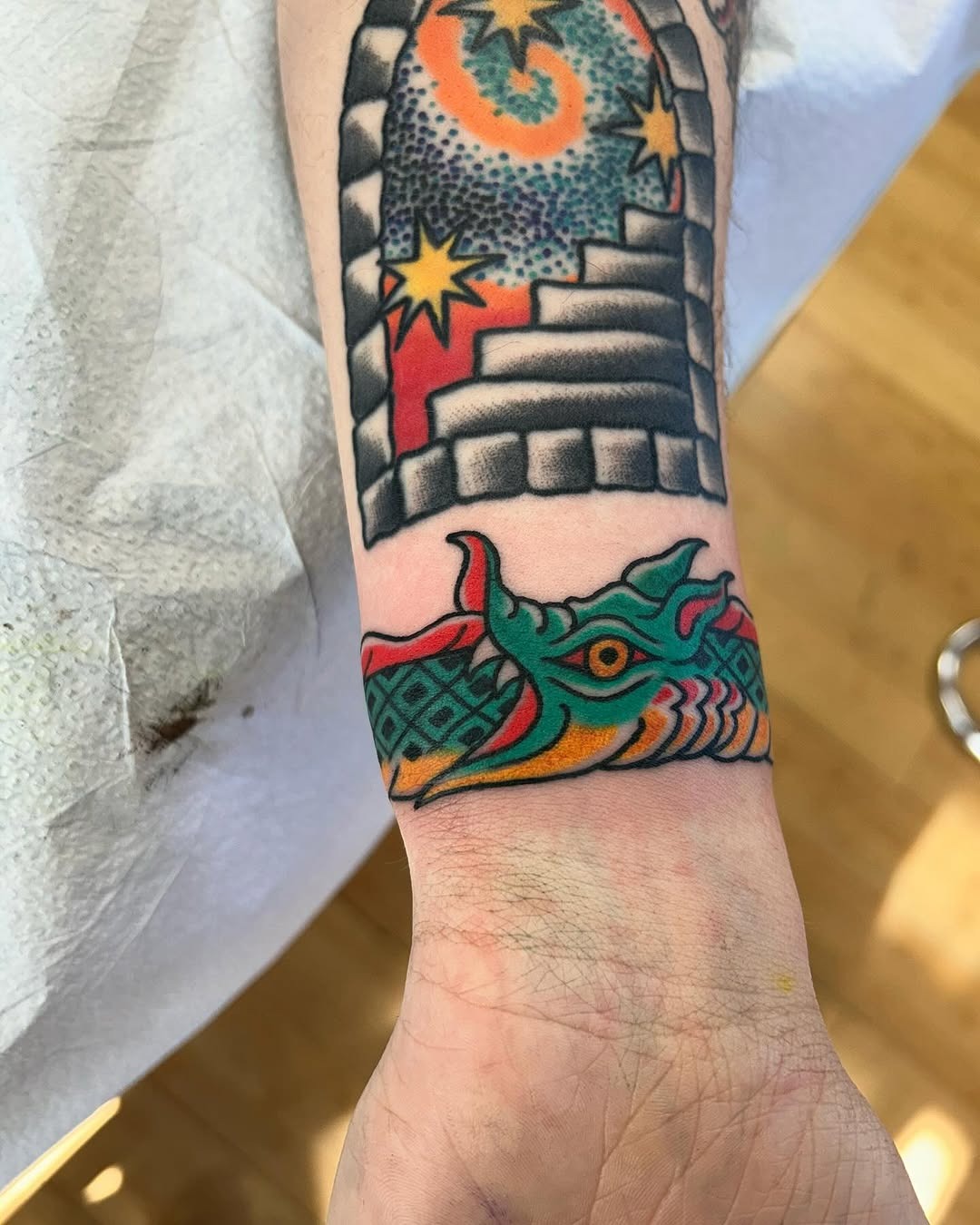 Vibrant dragon ouroboros tattoo design inspiration Tattoo Design