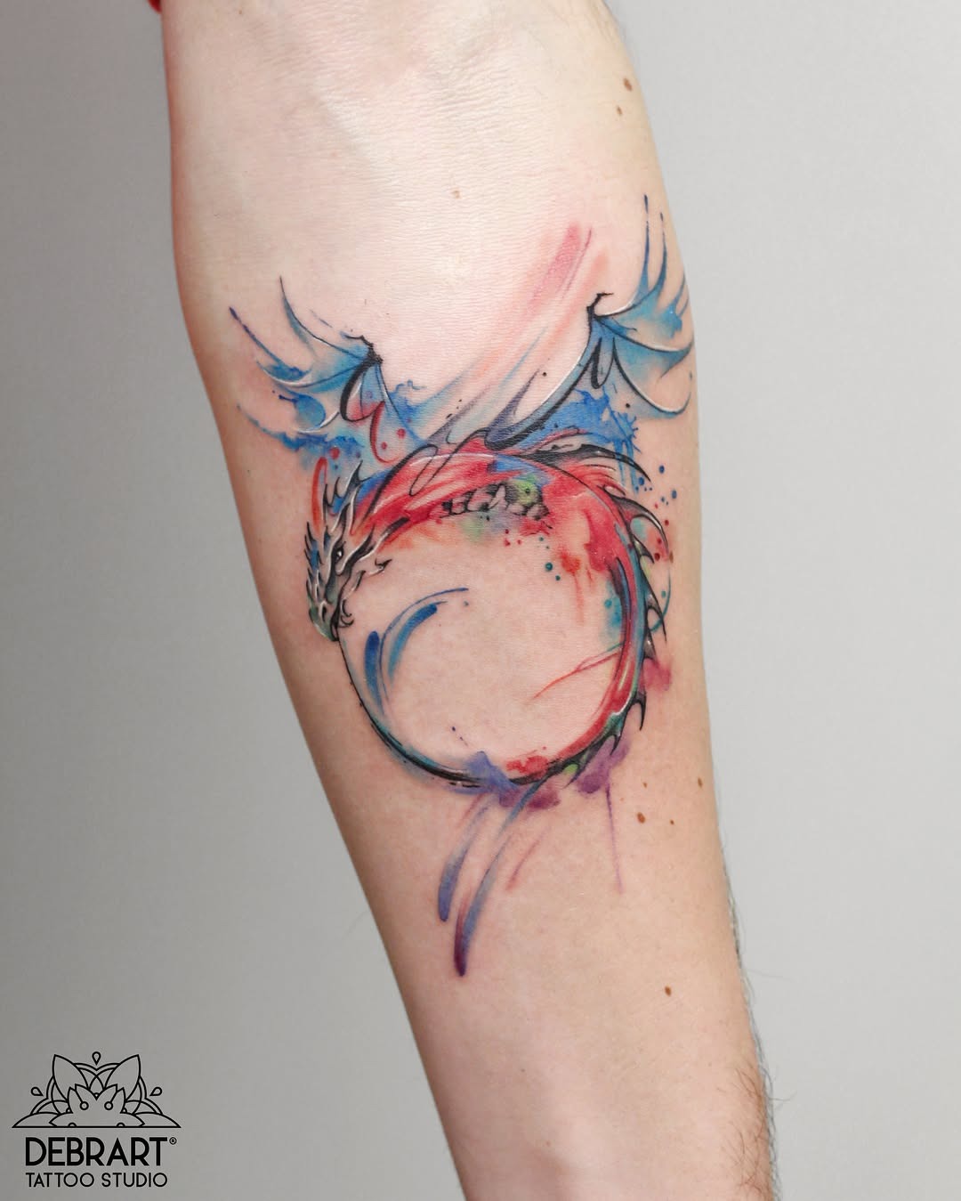 Vibrant Dragon Ouroboros Tattoo Representation Tattoo Design