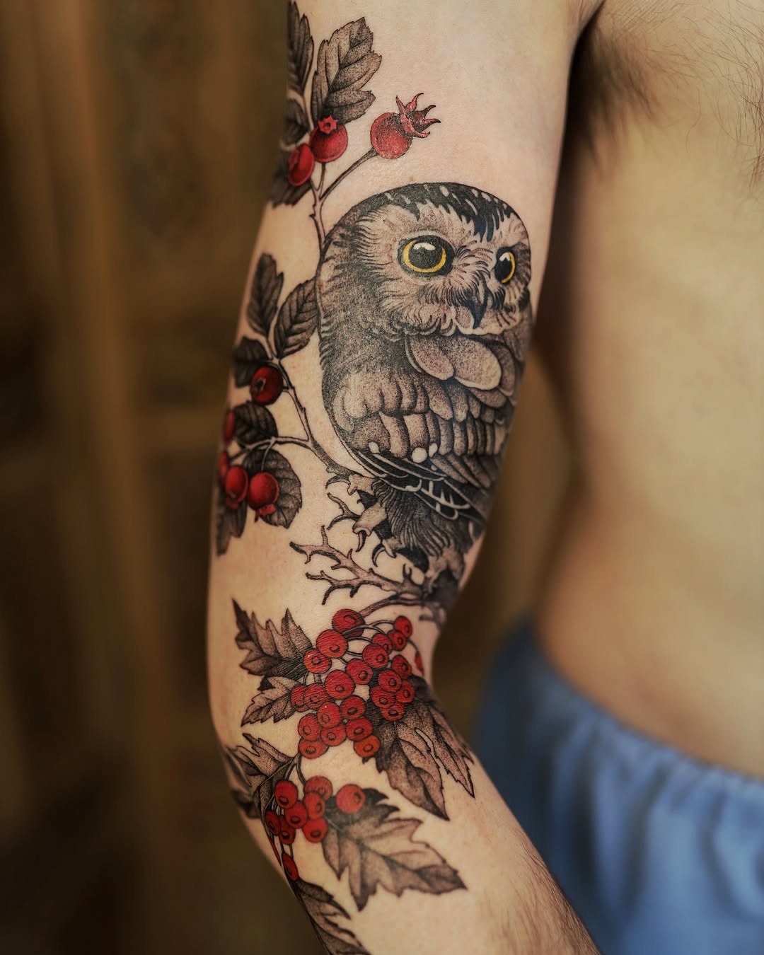 A captivating owl tattoo with intricate details Tattoo Design