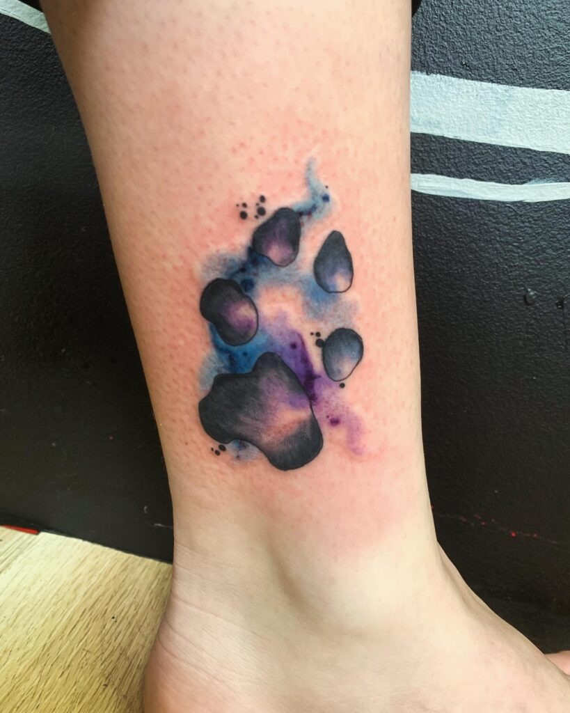 Cosmic Watercolor Paw Print Tattoo Tattoo Design