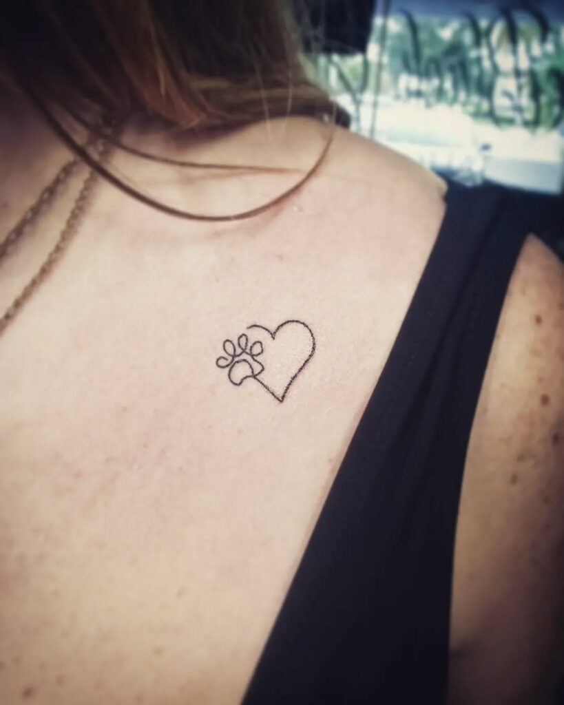 Heart and Paw Print Outline Tattoo Tattoo Design