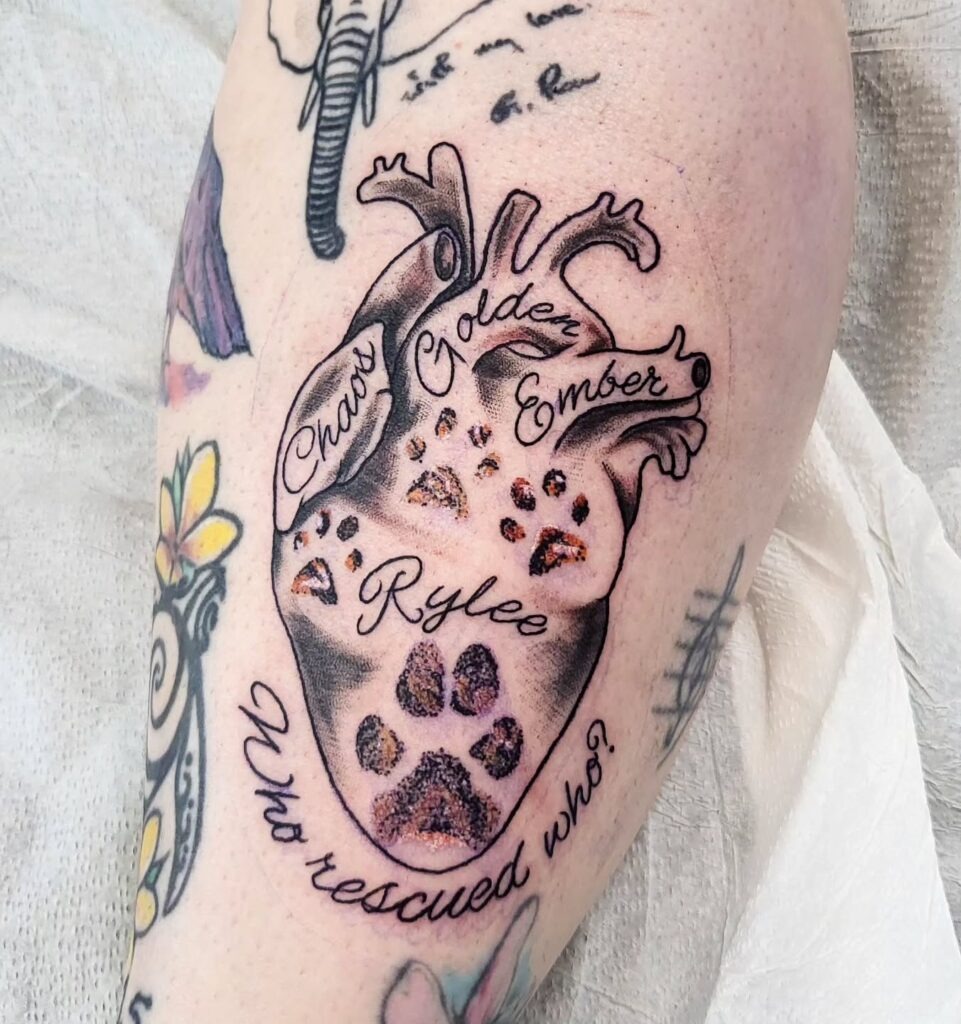 Heart and Paw Prints Tribute Tattoo Tattoo Design