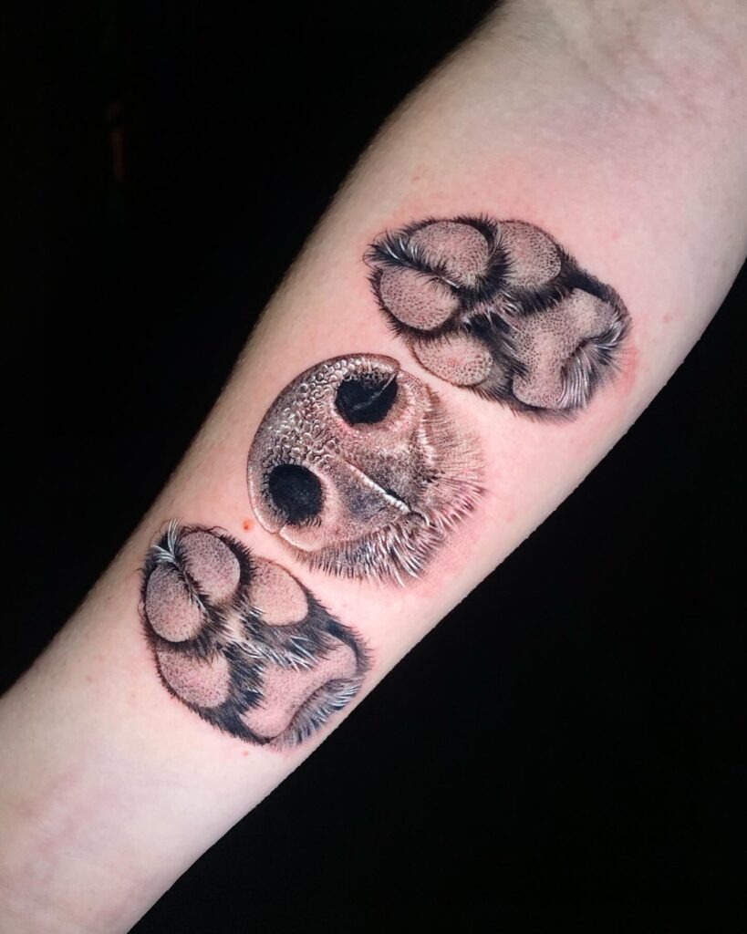 Hyper-Realistic Paw and Nose Tattoo Tattoo Design