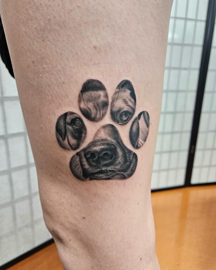 Realistic Pet Portrait Paw Print Tattoo Tattoo Design