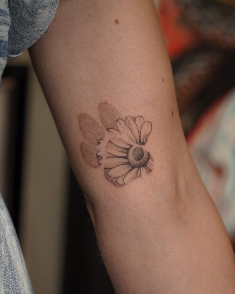 Sunflower Paw Print Tattoo Tattoo Design