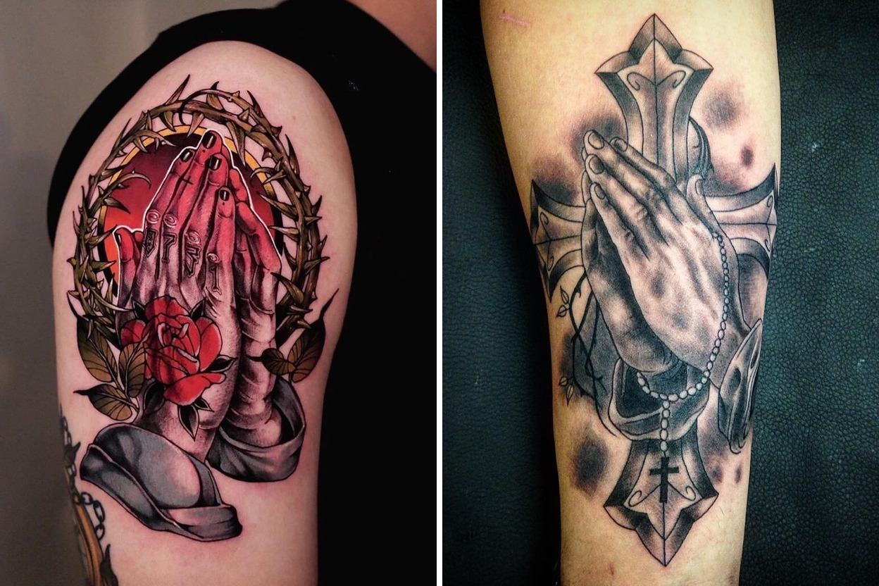 60+ Delicate Praying Hands Tattoo Ideas & Inspiration Featured Lookbook Collage