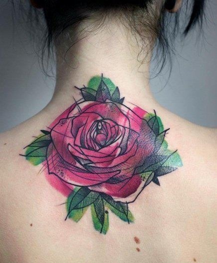 Abstract Neck Rose Tattoo Tattoo Design