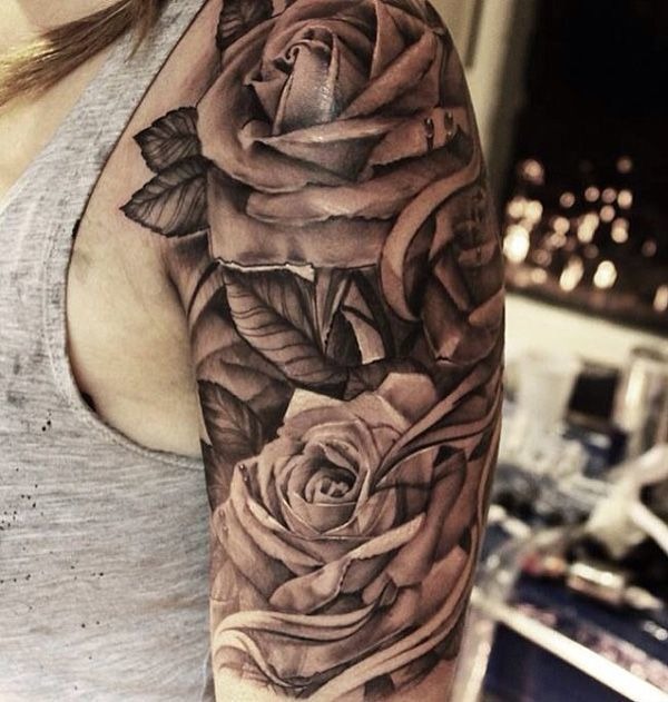 Arm Sleeve Tribal Rose Tattoo Tattoo Design