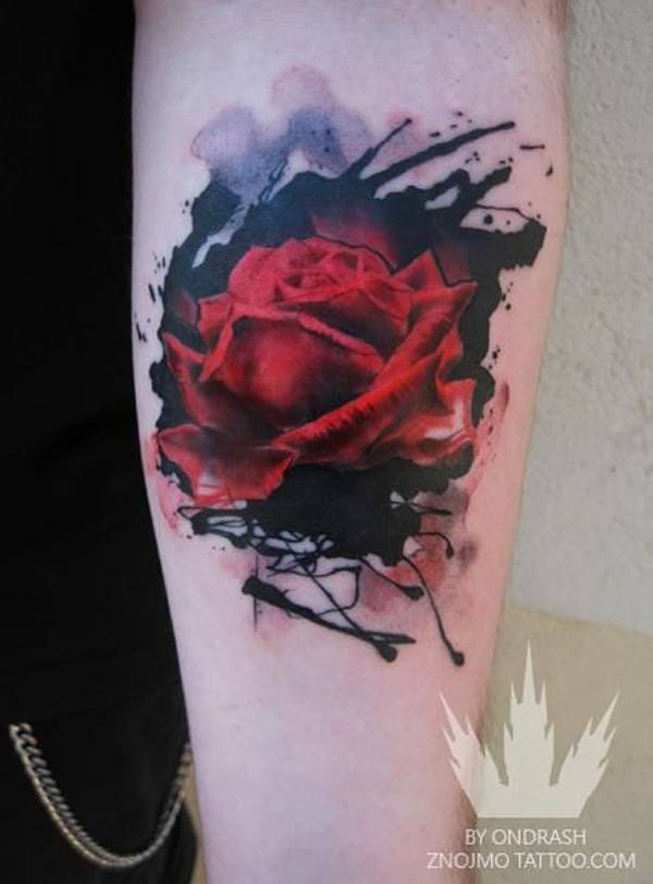 Black and red rose tattoo Tattoo Design