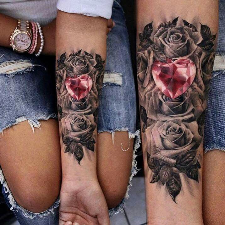Cool Bush Of Roses On A Girls Arm Tattoo Design