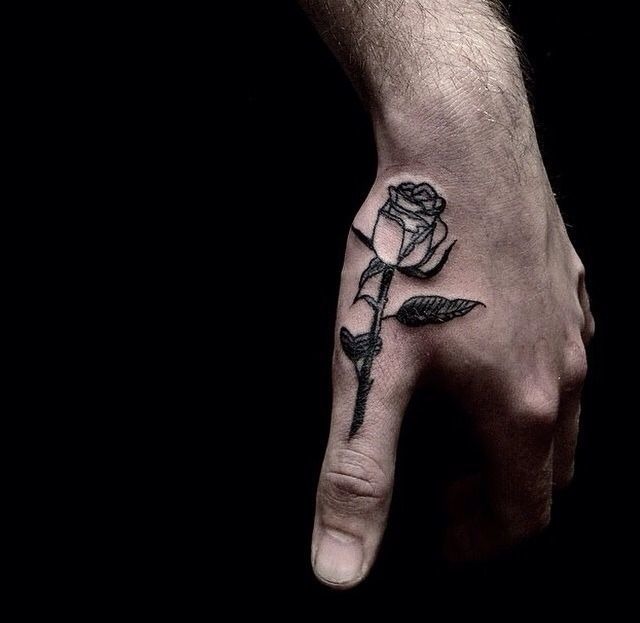 Etched Single Rose Tattoo Design