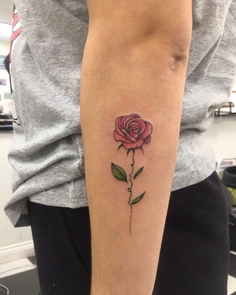 Simple Red Rose Tattoo on Forearm Tattoo Design