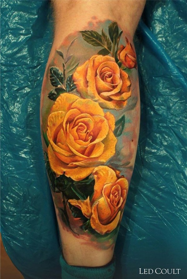 Led Coult yellow rose bush Tattoo Design
