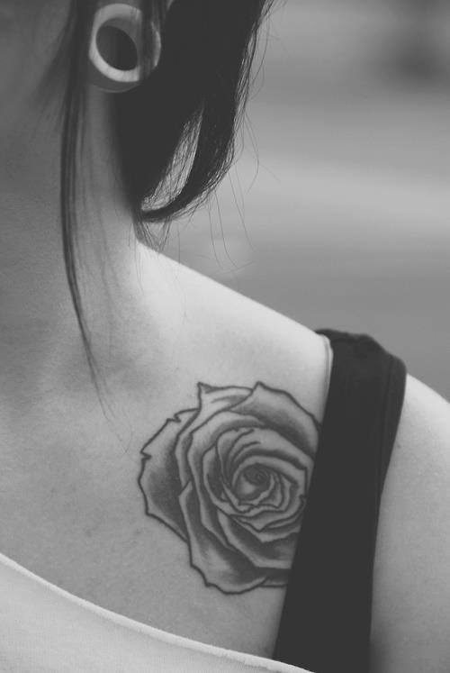 Sexy Rose Flower On A Girl’s Shoulder Tattoo Design