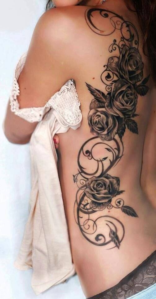 Sexy Rose Vine Tattoo On A Girls Back Tattoo Design