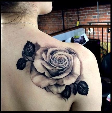 Single Rose on Shoulder Tattoo Design