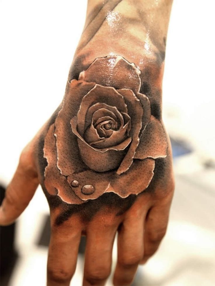 Single Rosebud with Waterdroplet Tattoo Design