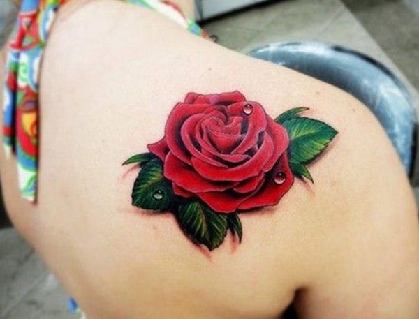 Small Rose tattoo on woman’s shoulder Tattoo Design