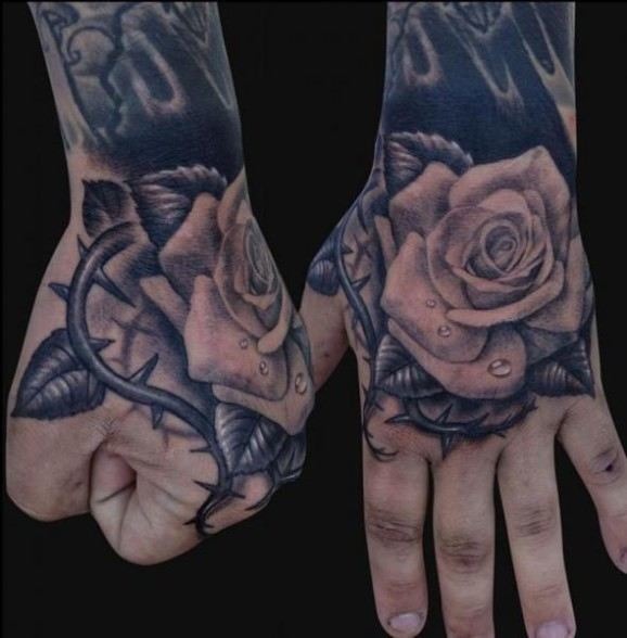 Thorn Detailed Rose Vine Tattoos Tattoo Design