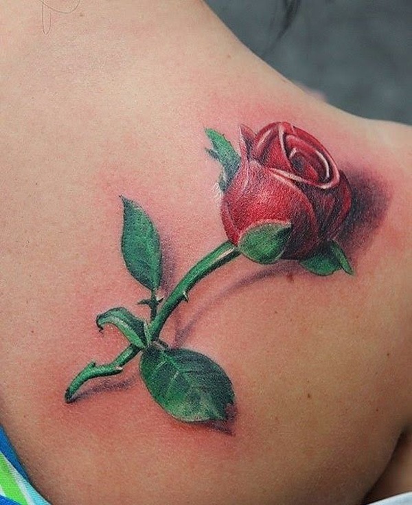Three dimensional comic rose shoulder tattoo Tattoo Design