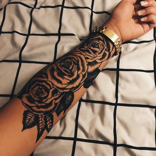 Tri Rose Flower Tattoos On A Girls Arm Tattoo Design