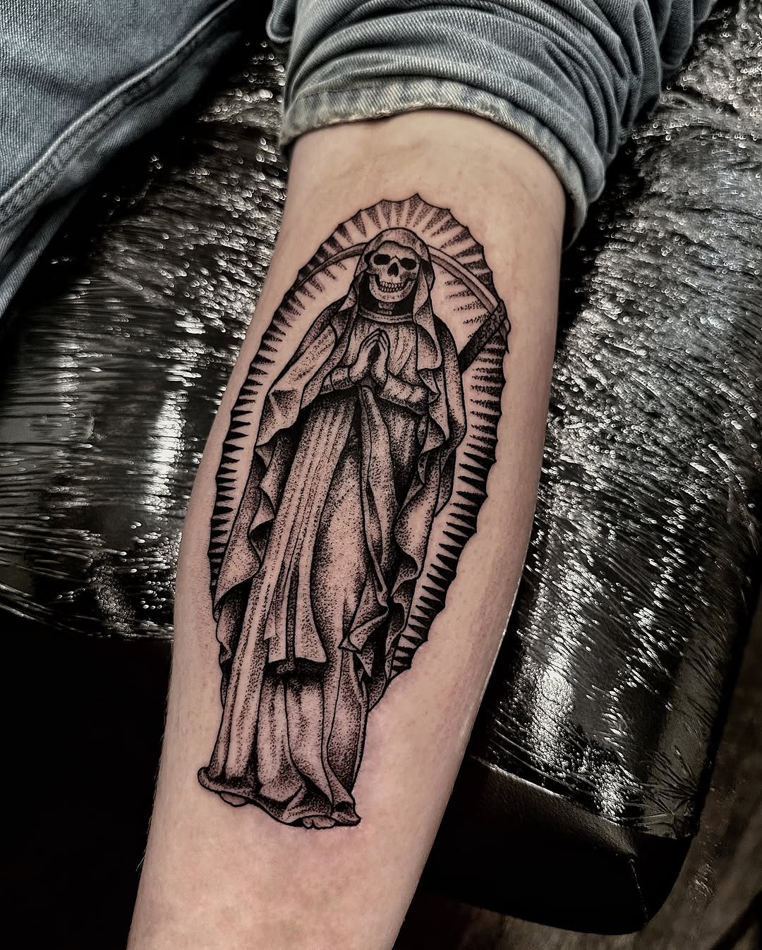 A praying Santa Muerte tattoo design Tattoo Design