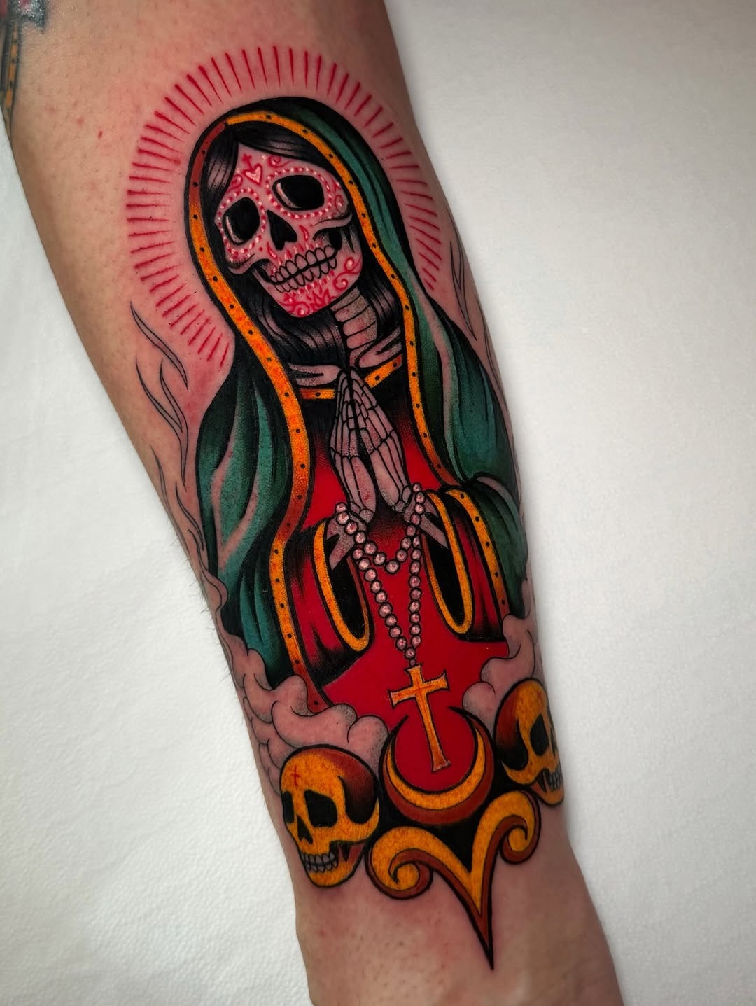 Stunning Colorful Santa Muerte Tattoo Design Tattoo Design