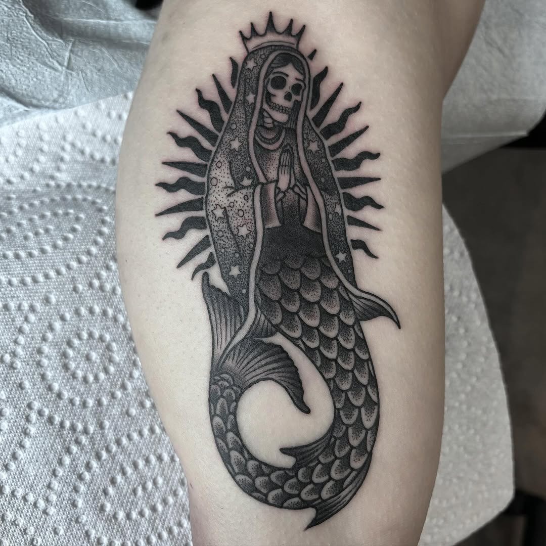 Unique Santa Muerte Mermaid Tattoo Design Tattoo Design