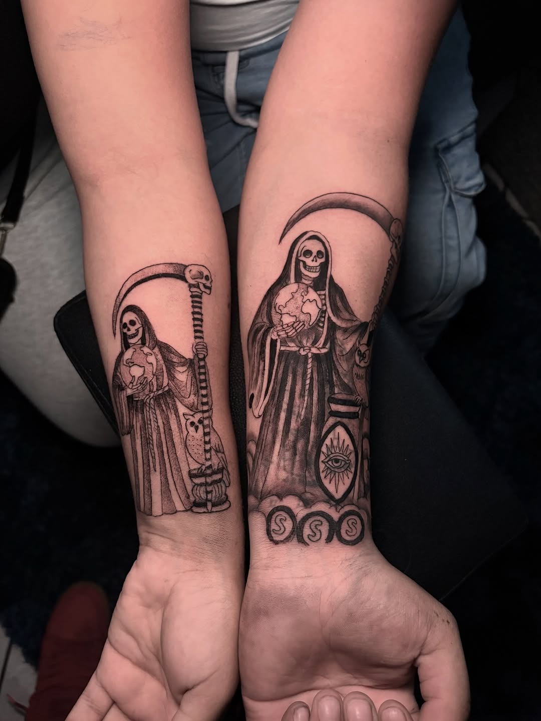 Visually captivating Santa Muerte tattoo design Tattoo Design