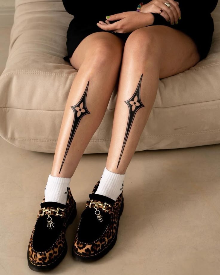 Minimalist Symmetrical Blackwork Tattoo Design