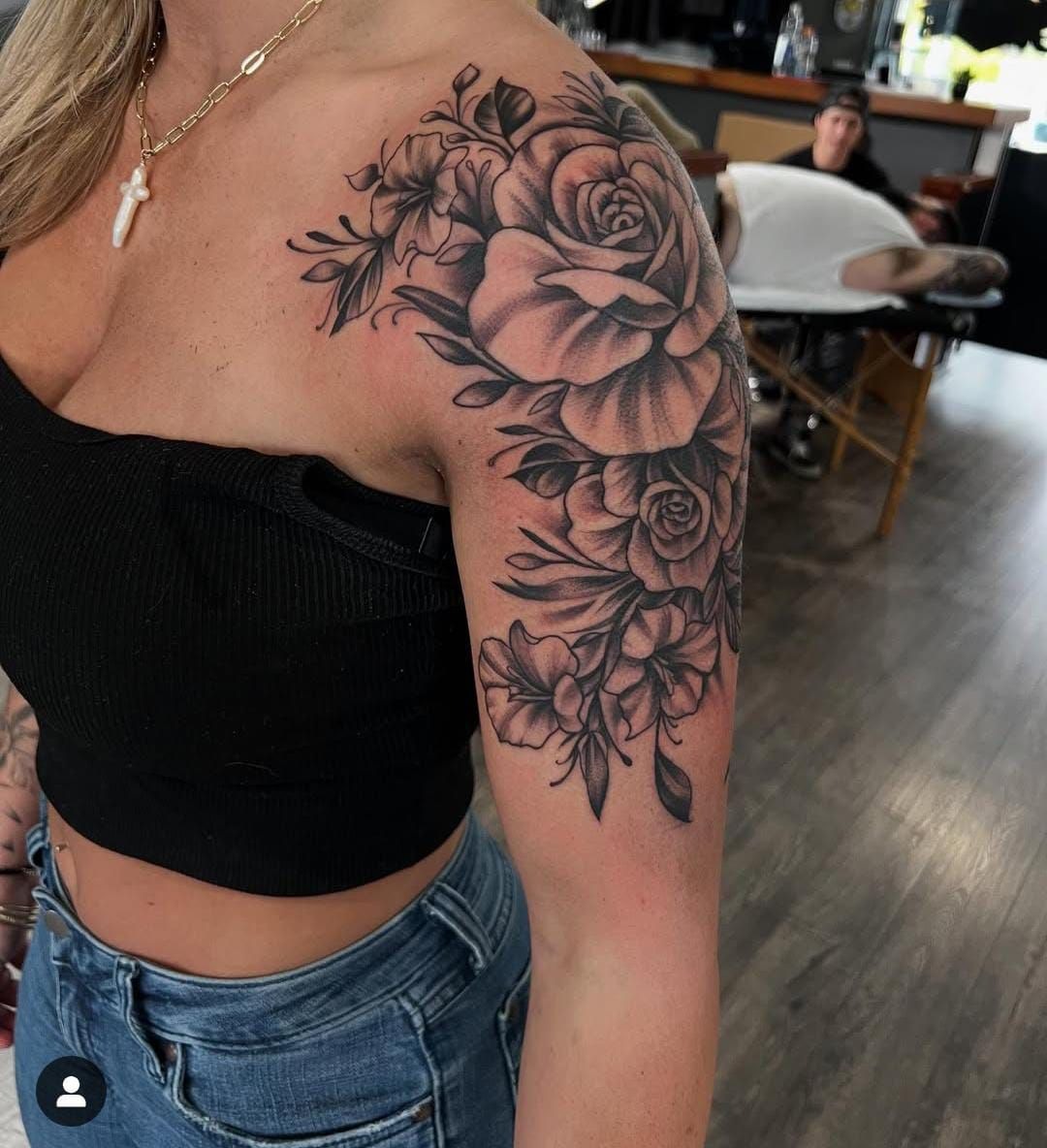 Classic Rose Shoulder Sleeve Design Tattoo Design